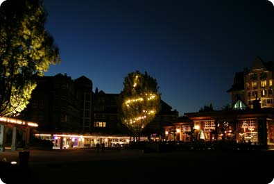Blackcomb Village at night in summer